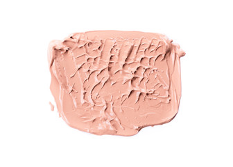 Liquid Foundation Smudge On White Background. Close Up Of Cosmetic Makeup Cream Sample Isolated On White. High Quality