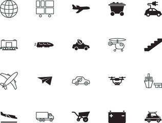 transport vector icon set such as: recycle, network, digital, planet, stair, sphere, friendly, bag, subway, destination, safety, chain, airport, success, quadcopter, departure, trucking, go, luggage