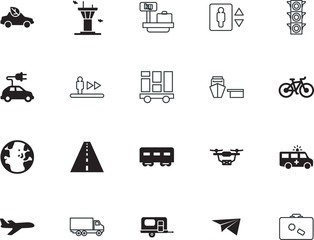transport vector icon set such as: maritime, medicine, website, crane, manufacture, packaging, gate, close, voyage, staircase, wall, house, mall, bike, light, camera, suit, health, equipment