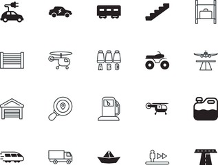 transport vector icon set such as: paper, opened, voyage, plan, silicone walley, support, protection, street, fuselage, motor, direction, van, science, departures, locomotive, highway, ambulance
