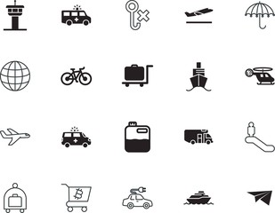 transport vector icon set such as: walkway, beautiful, shopping, control, motion, dry, antiseptic, graphics, no, art, space, icons, camper, terminal, aid, public, grey, hotel, international, origami