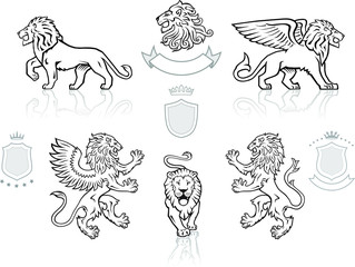Lions Drawings, Lion Head, Heraldic Lions, Winged Lion