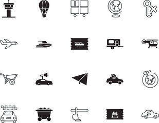 transport vector icon set such as: studio, circle, rv, minimal, fuel, wash, botany, alternative, rescue, button, trailer, winter, fragile, commercial, outdoor, no, weather, box, health, hook, camping