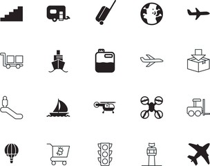 transport vector icon set such as: silicone walley, money, can, accept, energy, tower, uav, canister, stoplight, electricity, regulation, camera, emergency, walkway, shopping, app, cardboard, send