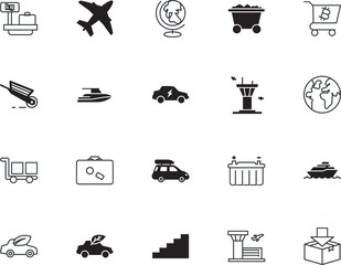 transport vector icon set such as: battery, step, crate, currency, editable, lock, wash, portable, mining, check, case, coin, cell, america, crypto, wave, walk, stock, wood, carry, charge, label
