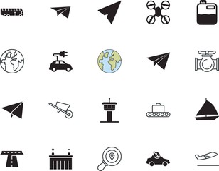 transport vector icon set such as: conveyor, bus, canister vector icon, plumbing, quadcopter, boat, tower, avenue, pollution, trucking, charge, distribution, shape, work, airliner, environment