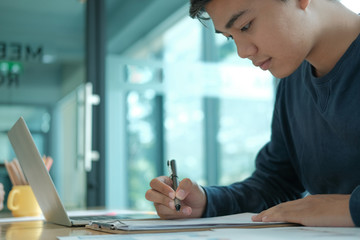 applicant fill out application form. man signing contract agreement. employment recruitment concept