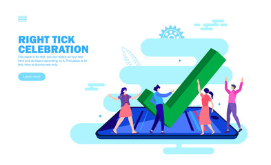 team celebrating around right tick on mobile