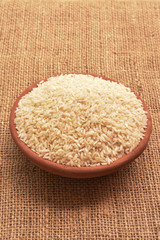 rice in mud bowl and pot