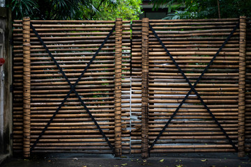 Bamboo fence. Gates made of natural bamboo.