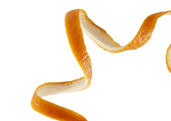 spiral orange peel isolated on a white background