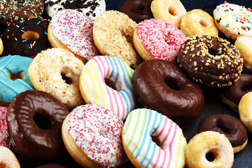 donuts in different glazes with chocolate