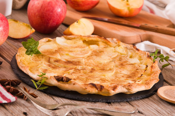 Apple tart with sugar cinnamon topping. 