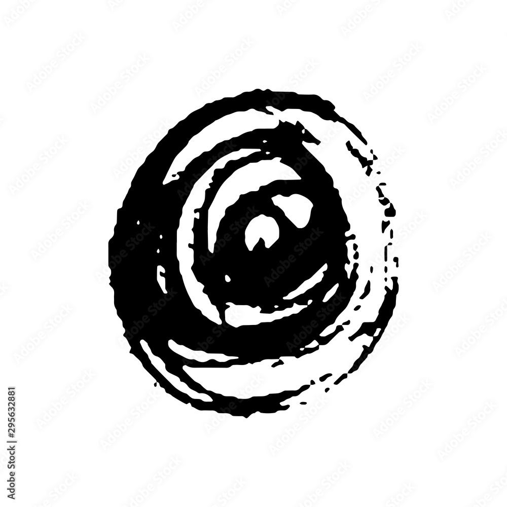 Poster Hand drawn in doodle style. Line drawing. Vector abstract banner design. Business presentation. Vector emblem. Circle frame. Hand drawn illustration on white backdrop.
