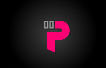 alphabet P letter in black and pink for company logo icon design