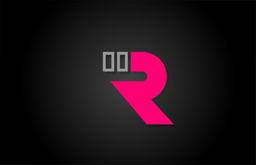 alphabet R letter in black and pink for company logo icon design