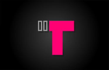Obraz premium alphabet T letter in black and pink for company logo icon design