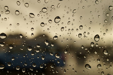 Rainy day car window landscape