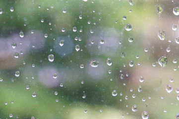Water drop on window in rainy day