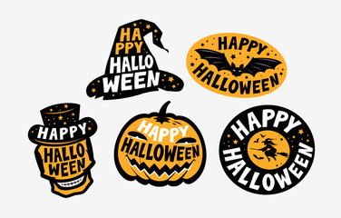 Halloween label set. Holiday symbol. Vector illustration