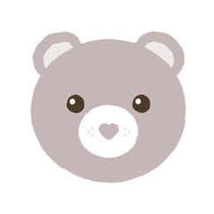 Textured vector illustration of an isolated pastel gray brown teddy bear.
