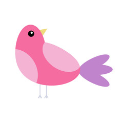 Vector illustration of an isolated simple pink and purple bird.