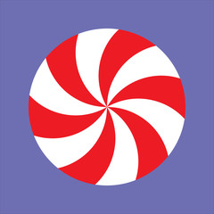 Vector illustration of an isolated Christmas red and white peppermint candy sweet.