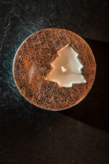 Christmas candle on tree shape. Flame of candle inside christmas tree.