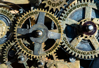 Gears and texts people, problem, solving, teamwork, idea