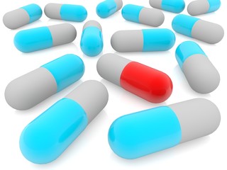 Colored capsules of medicine 