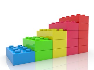 Stairs of colorful toy bricks