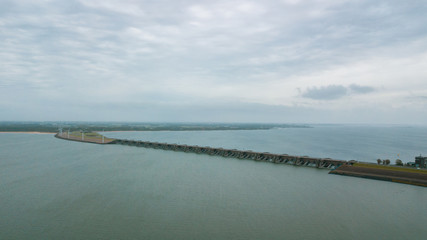 Aerial view of the Oosterschelde in Holland direction hellevoetsluis.