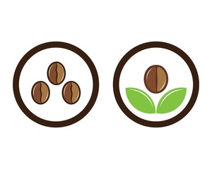 Coffee bean logo design template vector illustration. Isolated coffee beans on white background