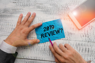 Text sign showing 2019 Review Question. Business photo text remembering past year events main...