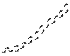 Human footprints icon isolated on white background. Footsteps footprint trekking route.