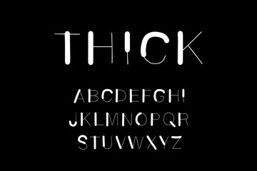 Thick hand drawn vector type lettering black white line form different