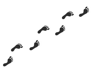 Human footprints icon isolated on white background. Footsteps footprint trekking route.