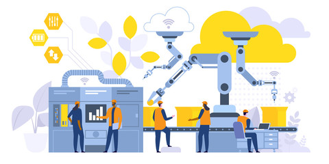 Manufacturing process flat vector illustration