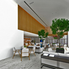 3d render of working office