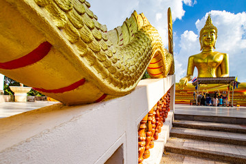 Thailand. Buddhism. Giant Buddha statue. Gilded Buddha sculpture. The Town Of Angthong. The temple...