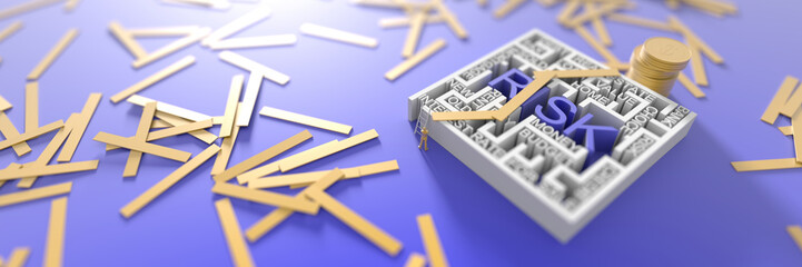 Maze concept, choices and challenge theme; original 3d rendering illustration