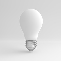 White light bulb isolated on white background . Minimalist concept, bright idea concept, isolated lamp. 3d render illustration