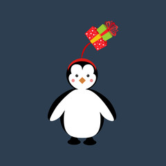 Penguin in christmas costume illustration