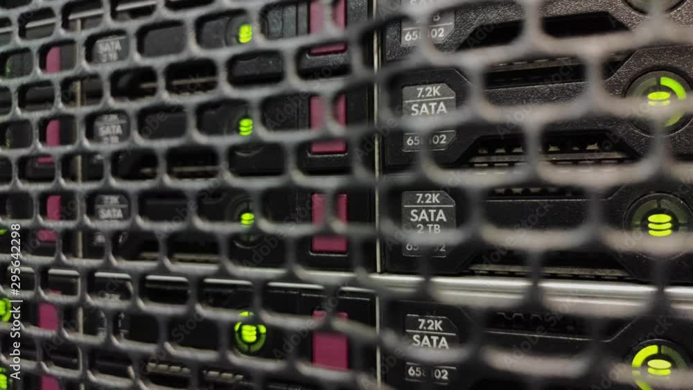 Poster network server rack panel hard disk. this video contains noise.