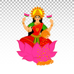 Obraz na płótnie Canvas vector illustration of goddess laxmi and the indian festival, Diwali and Dhanteras on PNG background. 