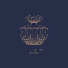 Bottle of perfume. Linear image perfume to monogram.