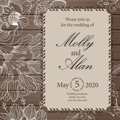 Wedding invitation, thank you card, save the date cards.