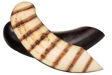 Grilled auberine slices, paths, top