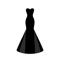 Vector illustration of an isolated glamourous black strapless long dress.