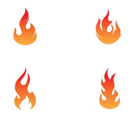 Fire flames, set vector icons, isolated on white background